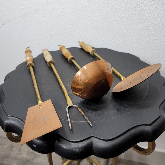 Antique Vintage Kitchen Utensils 1940s Set of Brass Antique Rustic